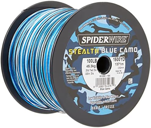 Spiderwire Stealth® Superline, Camo Blue, 65lb | 29.4 קג, 1500YD | קו דיג קלוע 1371 מ ', מתאים